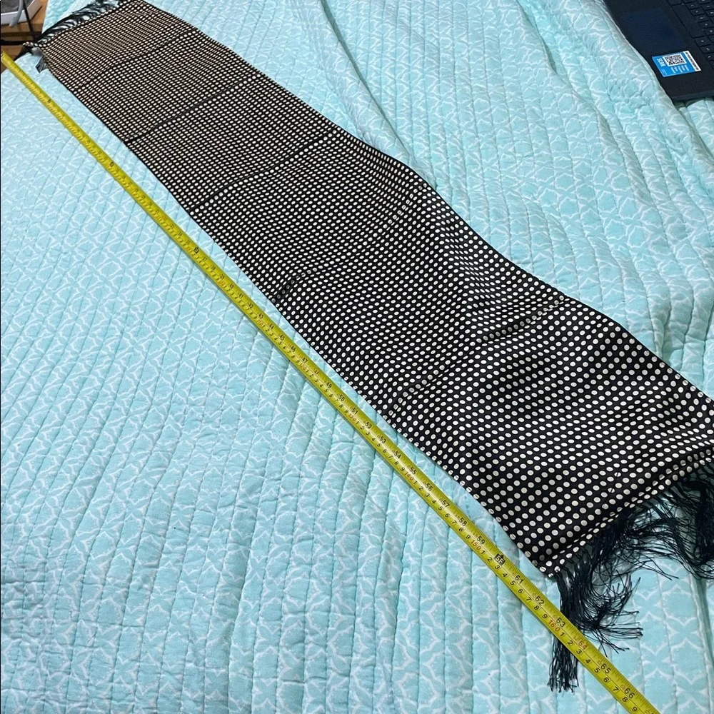 pure silk polkadot fringe scarf, or belt